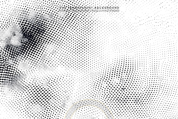 Flat design black and white halftone on transparent Background