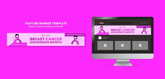 Flat design breast cancer awareness month template