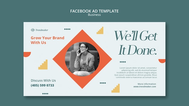 Flat design business concept facebook template