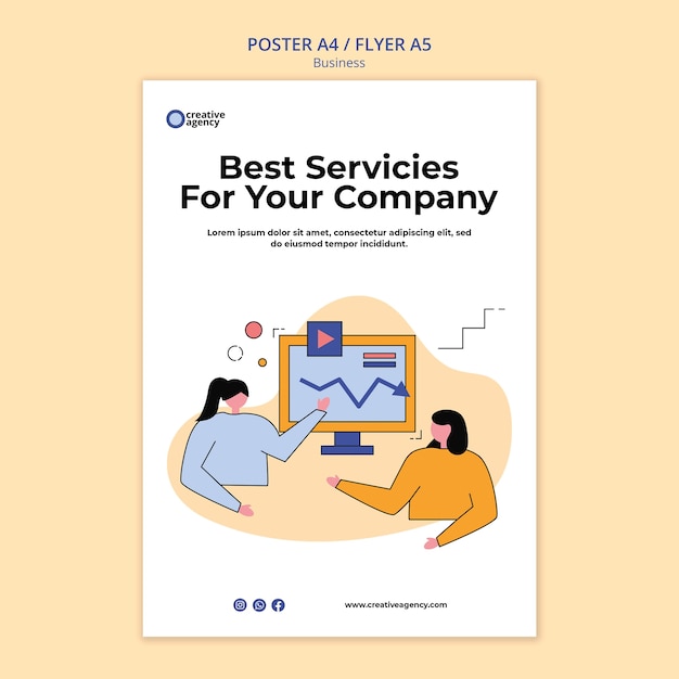 PSD flat design business poster template