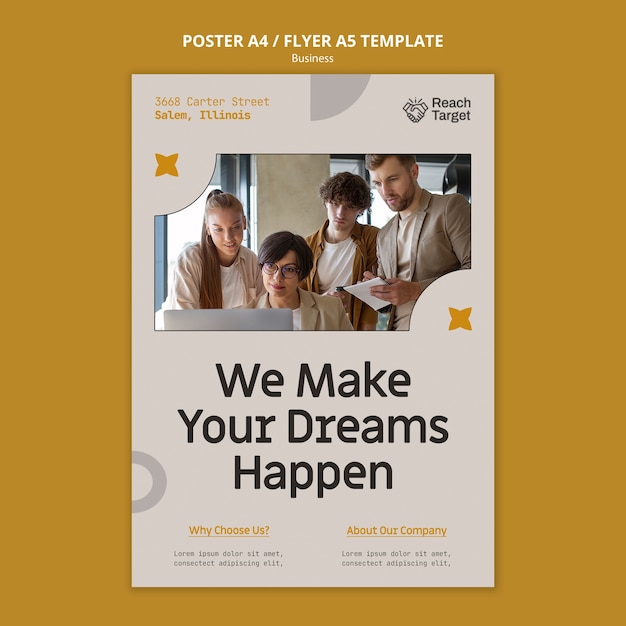 Flat design business poster template