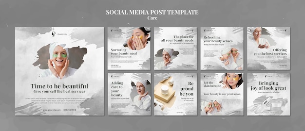 PSD flat design care template of instagram posts