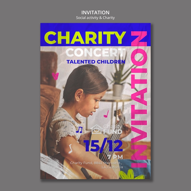 PSD flat design charity template