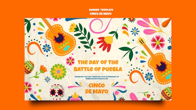 Flat design cinco de mayo banner template