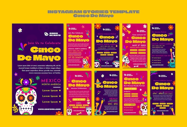 PSD flat design cinco de mayo template