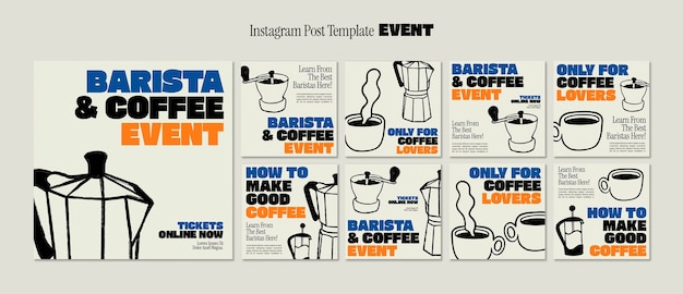 PSD flat design coffee even template