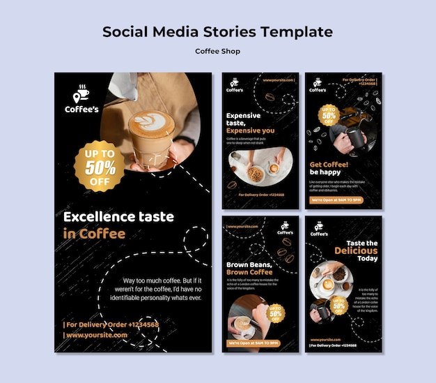 Flat design coffee shop template