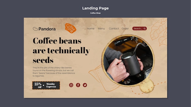 Flat design coffee shop template