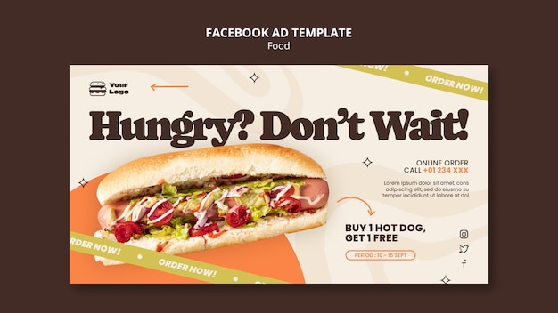 PSD flat design delicious food facebook template