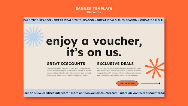 Flat design discount banner template