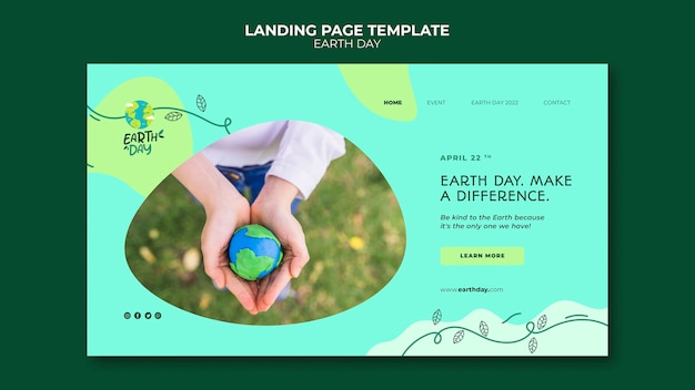 PSD flat design earth day template