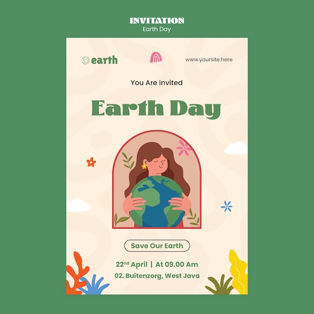 PSD flat design earth day template