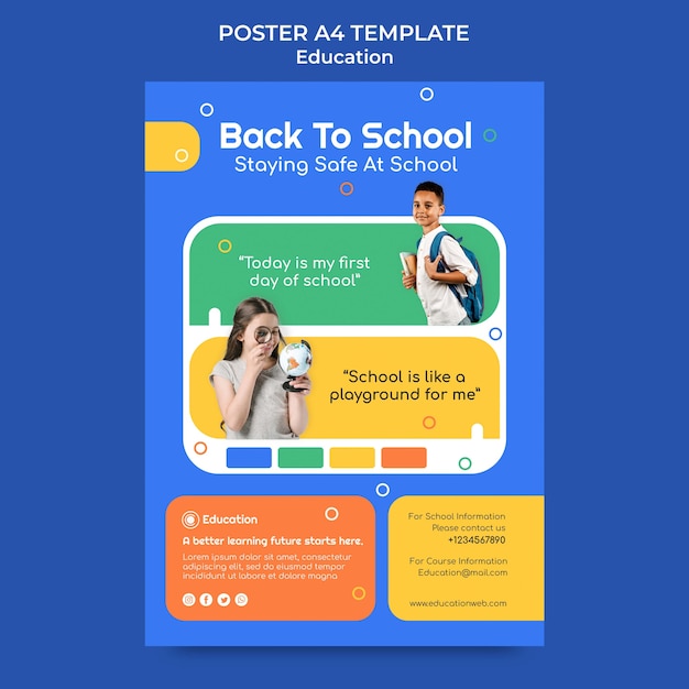 Flat design education poster template