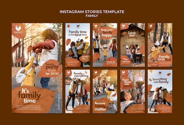 Flat design family instagram stories template