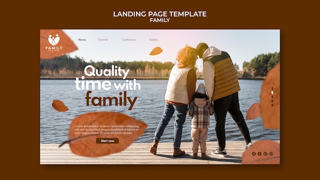 Flat design family landing page template