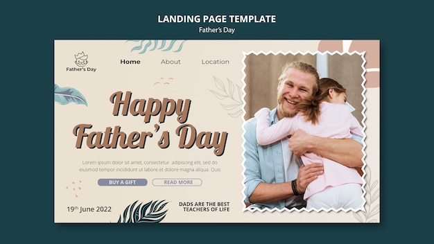 Flat design father's day landing page design template