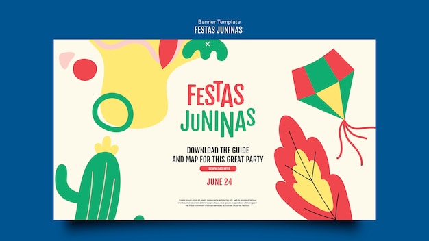 Flat design festas juninas banner template