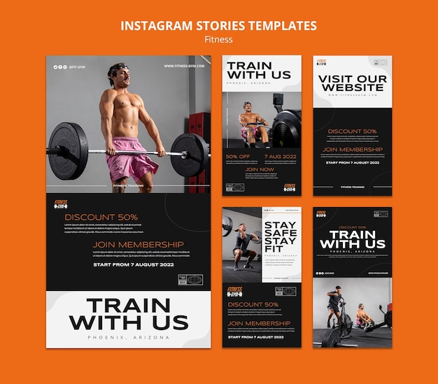 PSD flat design fitness template