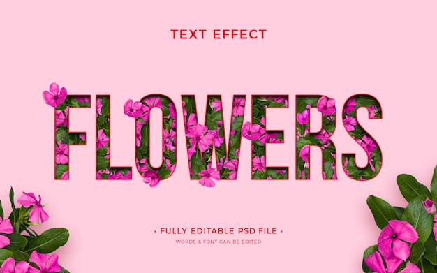 Flat design flowers text effect