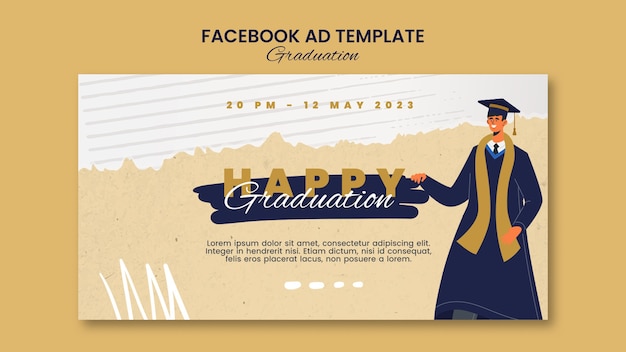 PSD flat design graduation day facebook template