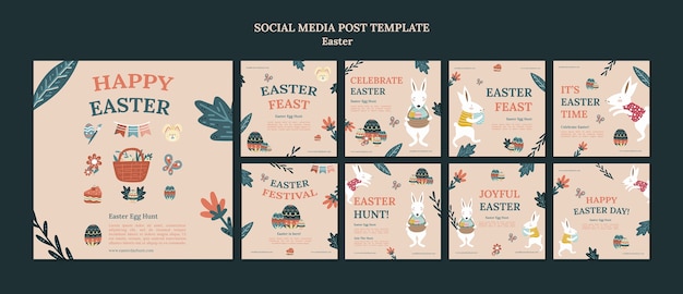 Flat design happy easter template