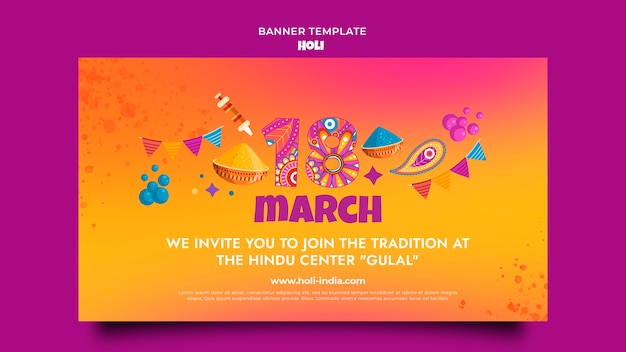 Flat design holi festival design template