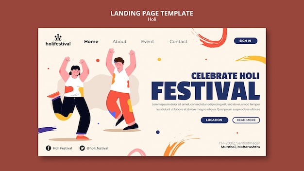 Flat design holi festival design template