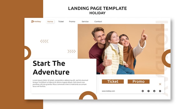 Flat design holiday landing page  template design