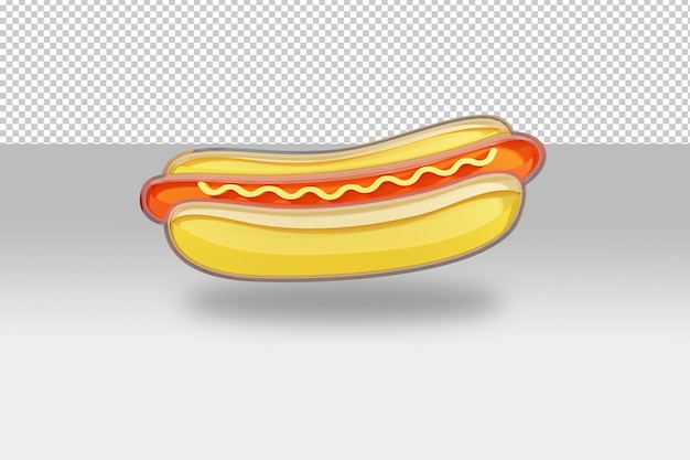 A flat design hot dog that is made into a 3d object and rendered in a cycle