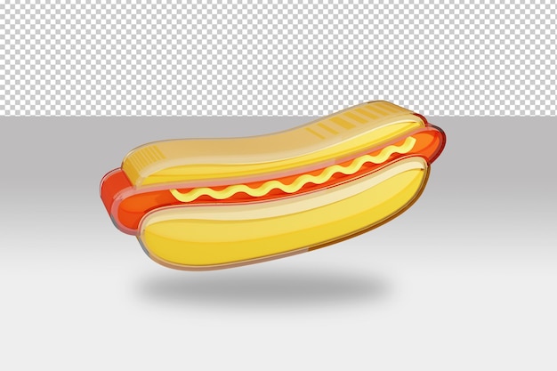 Flat design hot dog that is made into a 3d object and rendered in a cycle