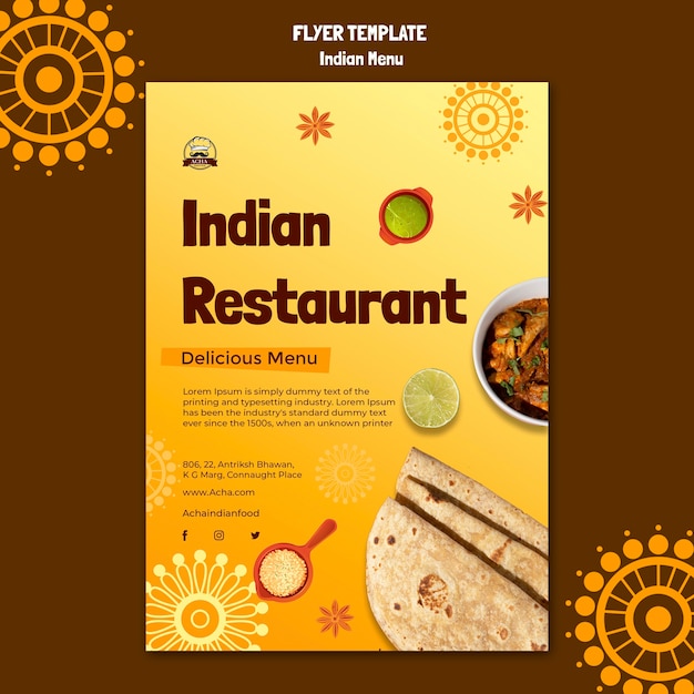 Flat design indian food template