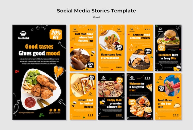 PSD flat design instagram stories food template