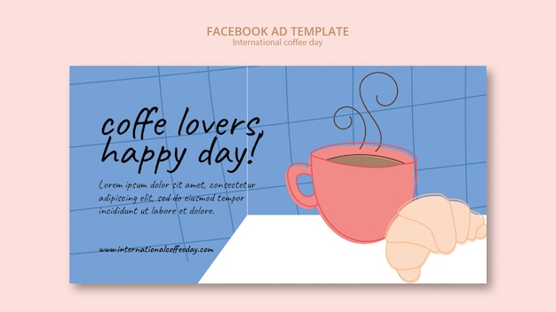 PSD flat design international coffee day template