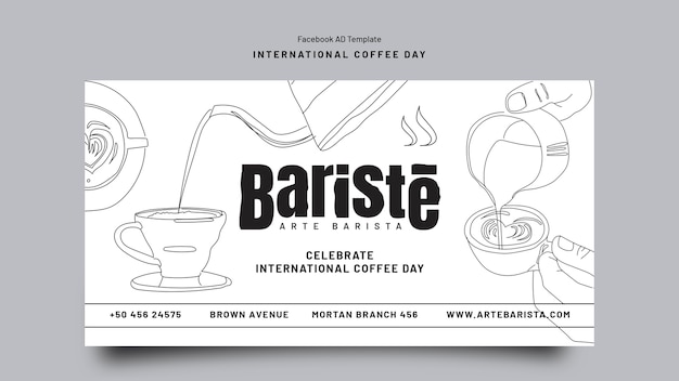 PSD flat design international coffee day template