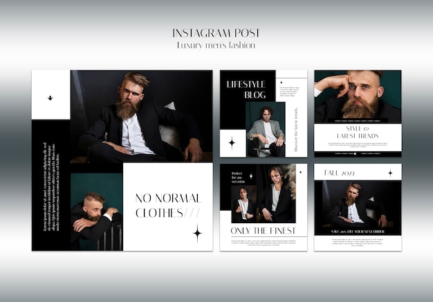 Flat design luxury men’s fashion instagram posts