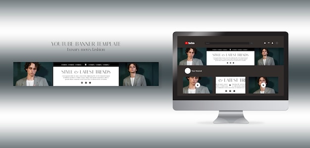 Flat design luxury men’s fashion youtube banner