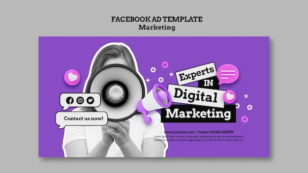 Flat design  marketing facebook template