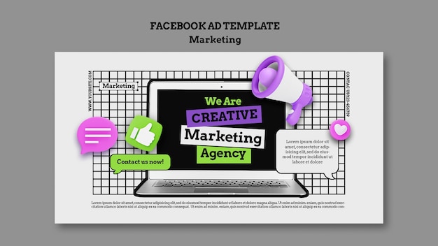 PSD flat design  marketing facebook template