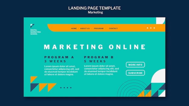 Flat design marketing landing page template