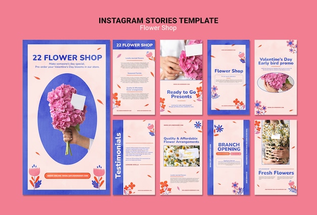 Flat design minimalist flower shop template