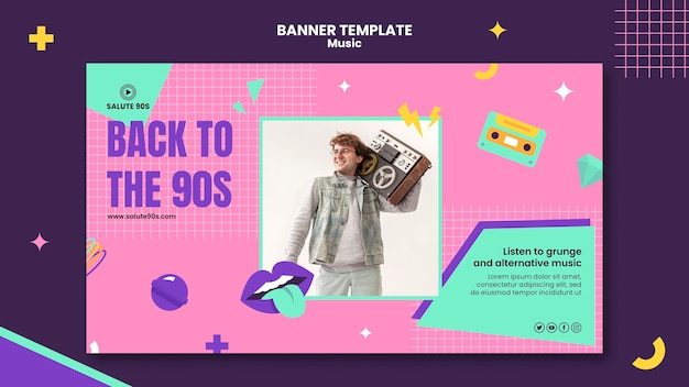 PSD flat design music banner template design