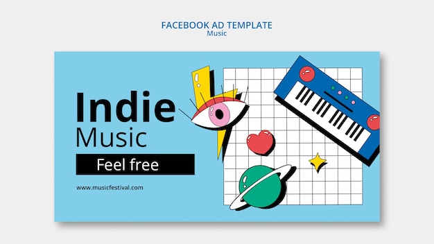 Flat design music festival facebook template