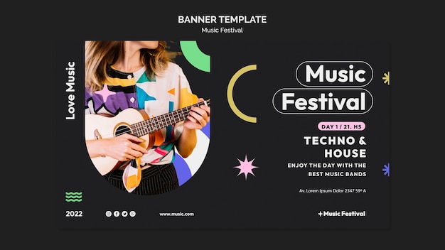 Flat design music festival template