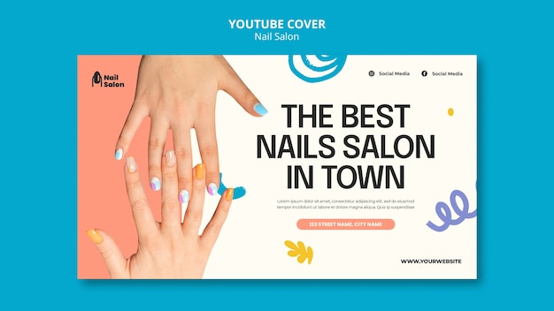 PSD flat design nail salon youtube cover