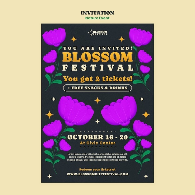 PSD flat design nature event invitation template