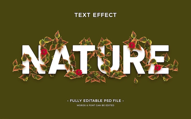 Flat design nature plant text effect