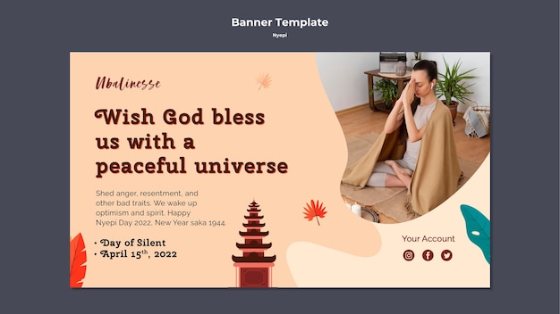 Flat design nyepi banner template