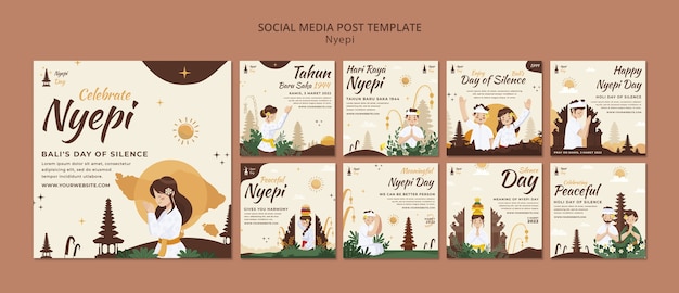 Flat design nyepi celebration template