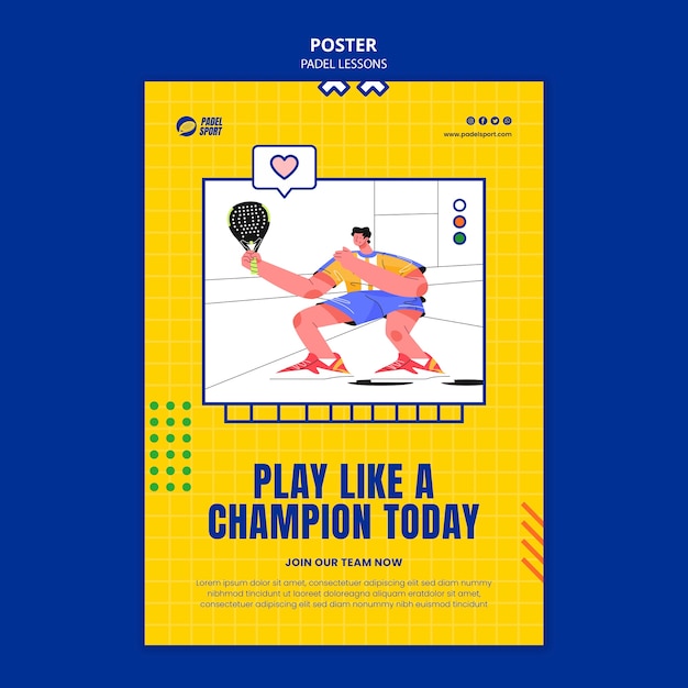 PSD flat design paddle tennis template