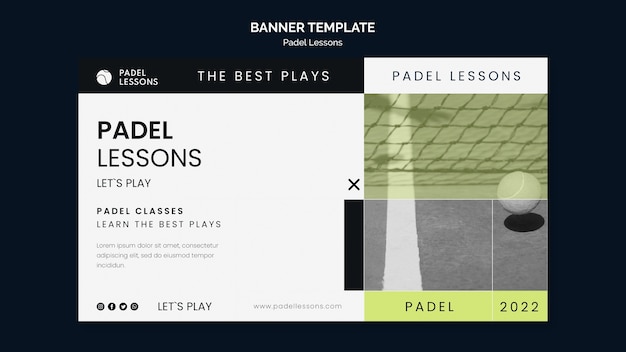 PSD flat design padel lessons template